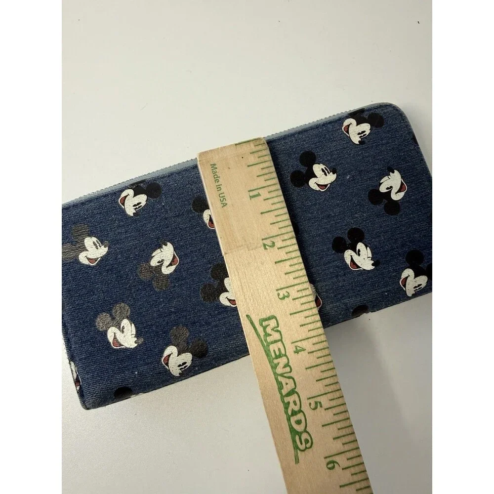 Disney Parks Mickey Mouse Denim AOP Loungefly Purse Wallet